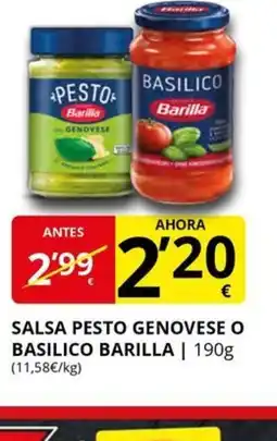 Supermercados MAS BARILLA Salsa pesto genovese o basilico oferta