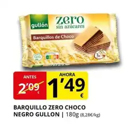 Supermercados MAS GULLON Barquillo zero choco negro oferta