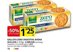 Supermercados MAS GULLON Galleta zero digestive avena oferta