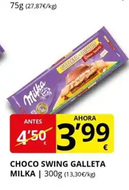 Supermercados MAS MILKA Choco swing galleta oferta