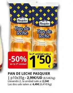 Supermercados MAS PASQUIER Pan de leche oferta