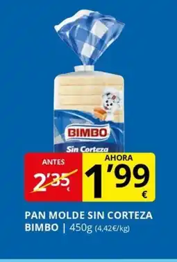 Supermercados MAS BIMBO Pan molde sin corteza oferta