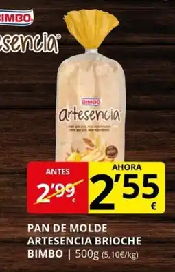 Supermercados MAS BIMBO Pan de molde artesencia brioche oferta