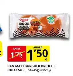 Supermercados MAS DULCESOL Pan maxi burguer brioche oferta