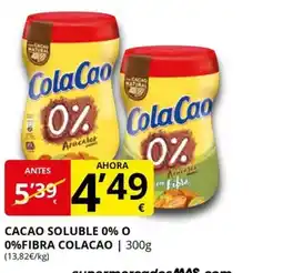 Supermercados MAS Cacal cacao soluble 0% o 0%fibra oferta