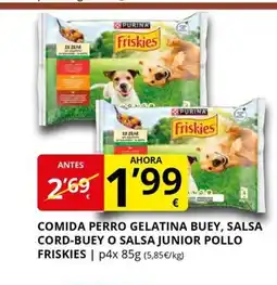 Supermercados MAS FRISKIES Comida perro gelatina buey, salsa cord-buey o salsa junior pollo oferta