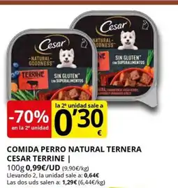 Supermercados MAS Comida perro natural ternera cesar terrine oferta