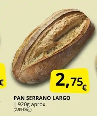 Supermercados MAS Pan serrano largo oferta