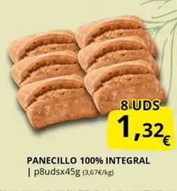 Supermercados MAS Panecillo 100% integral oferta