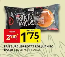 Supermercados MAS Pan burguer potat rol juanito baker oferta