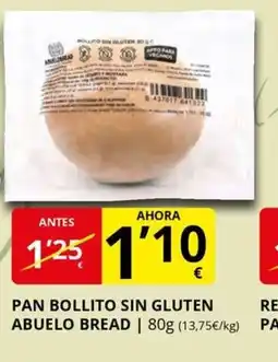 Supermercados MAS Pan bollito sin gluten abuelo bread oferta