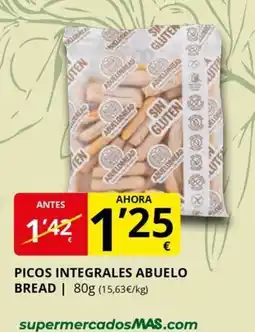 Supermercados MAS PICOS INTEGRALES ABUELO BREAD oferta