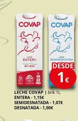 Supermercados MAS COVAP Leche entera semidesnatada desnatada oferta