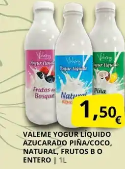 Supermercados MAS VALEME Yogur líquido azucarado piña/coco, natural, frutos bo entero oferta