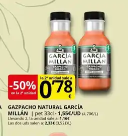 Supermercados MAS GARCÍA MILLAN Gazpacho natural oferta