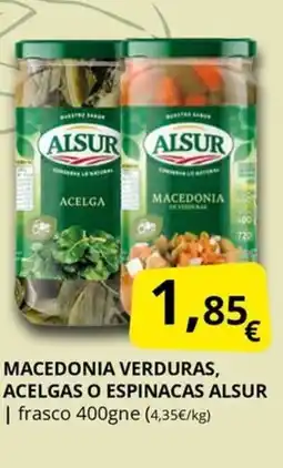 Supermercados MAS ALSUR Macedonia verduras, acelgas o espinacas oferta