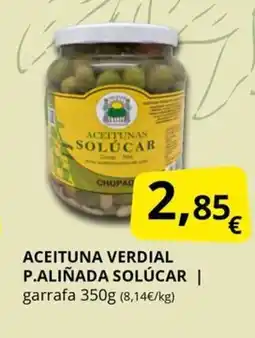 Supermercados MAS SOLÚCAR Aceituna verdial p.aliñada oferta