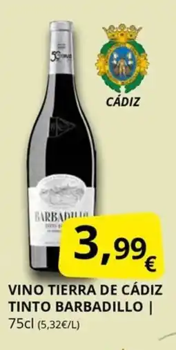 Supermercados MAS Vino tierra de cádiz tinto barbadillo oferta