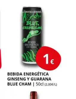 Supermercados MAS BLUE CHAM Bebida energética ginseng y guarana oferta