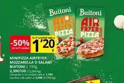 Supermercados MAS BUITONI Minipizza airfryer mozzarella o salami oferta