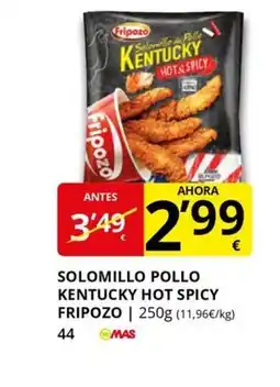 Supermercados MAS FRIPOZO Solomillo pollo kentucky hot spicy oferta
