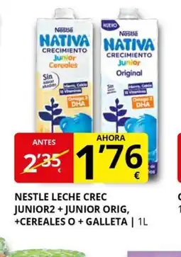 Supermercados MAS Nestle leche crec junior2 + junior orig, +cereales o+ galleta oferta