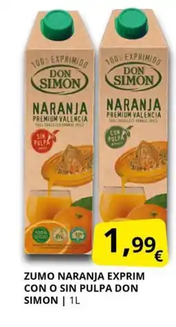 Supermercados MAS DON SIMON Zumo naranja exprim con o sin pulpa oferta