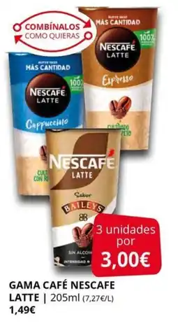 Supermercados MAS NESCAFE LATTE Gama café oferta