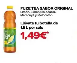 Supermercados MAS FUZE TEA sabor original limón, limón sin azúcar maracuyá y melocotón oferta
