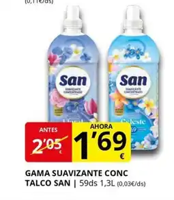 Supermercados MAS SAN Gama suavizante conc talco oferta