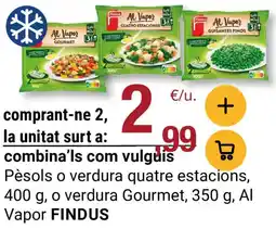 BonpreuEsclat FINDUS Pèsols o verdura quatre estacions, o verdura Gourmet Al Vapor oferta