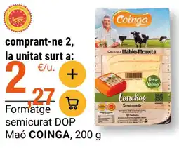 BonpreuEsclat COINGA Formatge semicurat DOP Maó oferta