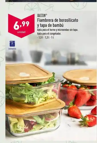 ALDI Quttin Fiambrera De Borosilicato Y Tapa De Bambú oferta