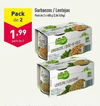 ALDI Garbanzos - Lentejas oferta