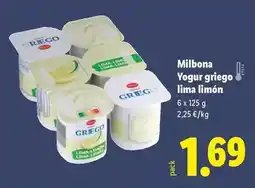 Lidl Milbona - yogur griego limon oferta