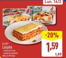 ALDI FLETE Lasaña oferta