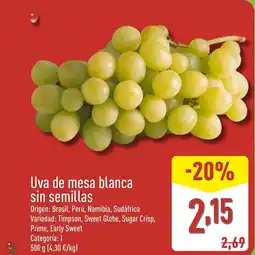 ALDI Uva de mesa blanca sin semillas oferta