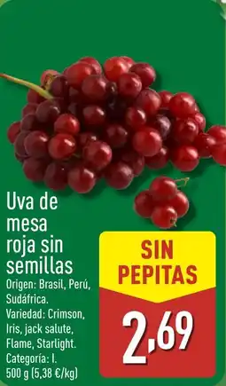 ALDI Uva de mesa roja sin semillas oferta