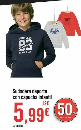 Carrefour 50% Descuento Sudadera Deporte Con Capucha Infatil oferta