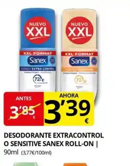 Supermercados MAS Desodorante extracontrol o sensitive sanex roll-on oferta
