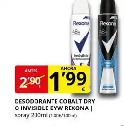 Supermercados MAS REXONA Desodorante cobalt dry o invisible byw oferta