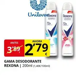 Supermercados MAS REXONA Gama desodorante oferta