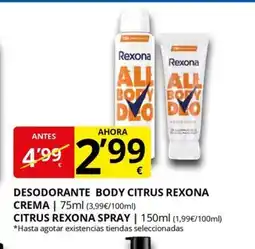 Supermercados MAS Desodorante body citrus rexona crema oferta