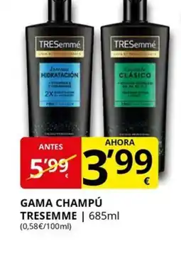 Supermercados MAS TRESEMME Gama champú oferta