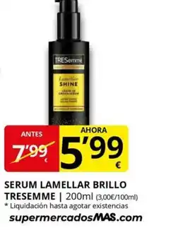 Supermercados MAS TRESEMME Serum lamellar brillo oferta