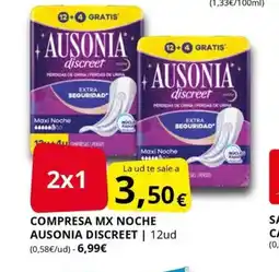 Supermercados MAS AUSONIA DISCREET Compresa mx noche oferta