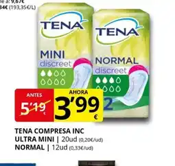 Supermercados MAS TENA Compresa inc ultra mini oferta