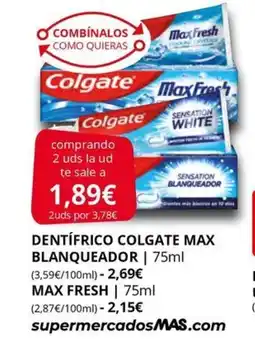 Supermercados MAS Dentífrico colgate max blanqueador oferta