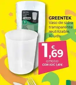 CashDiplo GREENTEK Vaso de sidra transparente reutilizable oferta