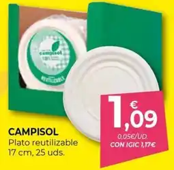 CashDiplo CAMPISOL Plato reutilizable oferta